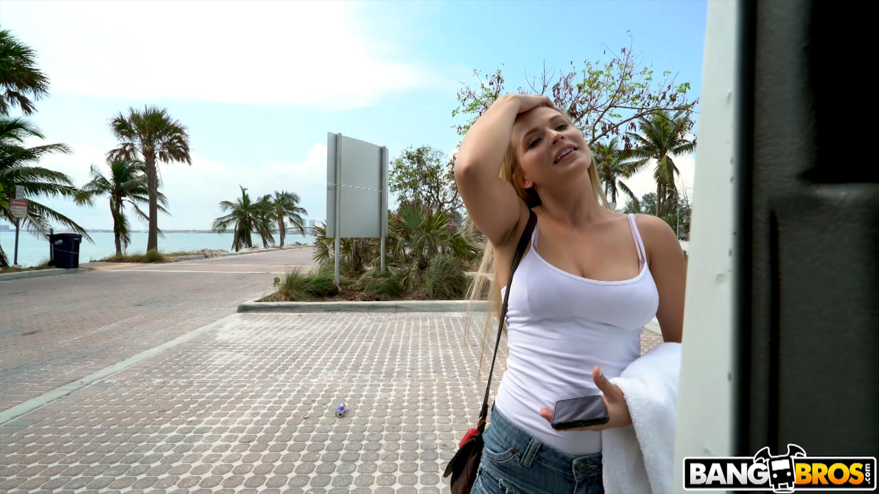 Blonde With Natural Tits Hops On The Bus