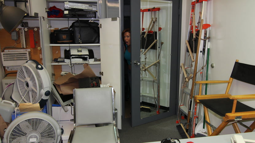 Big tit MILF squirts in the backroom